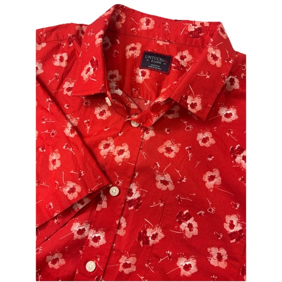 UNTUCKit Other - Untuckit Shirt Mens XL Red Floral Short Sleeve Button Up Coolidge Hawaiian